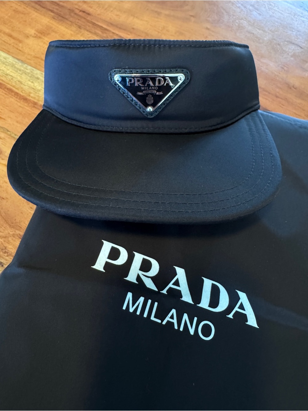 Prada Milano Black Visor Hat